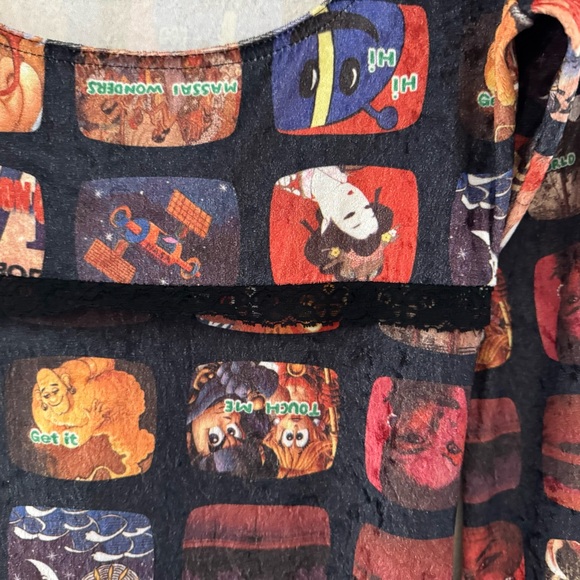 Vintage 90s Y2K Tripp NYC DAANG GOODMAN Anime Geisha Cartoon Maxi Dress Small - Picture 9 of 12